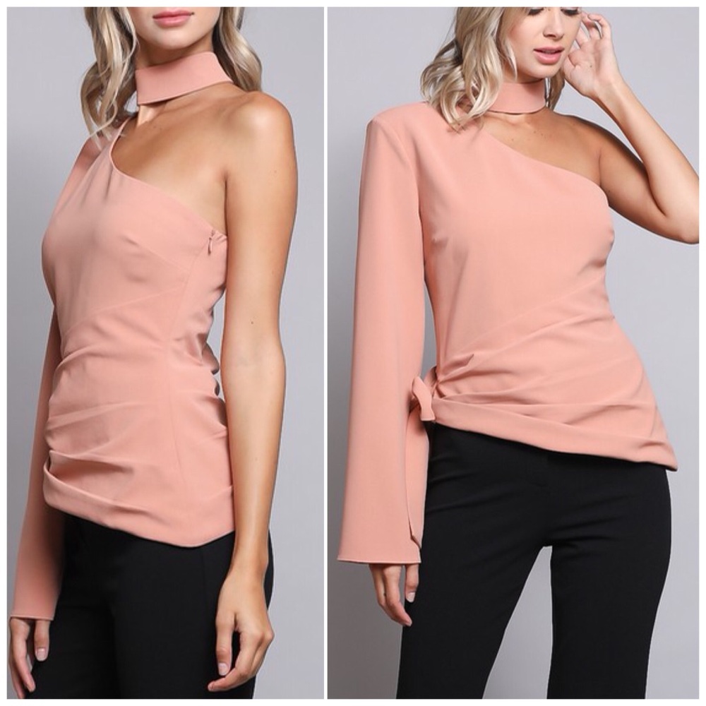 ❗️CLOSING SALE❗️ Almond One Shoulder Halter Top